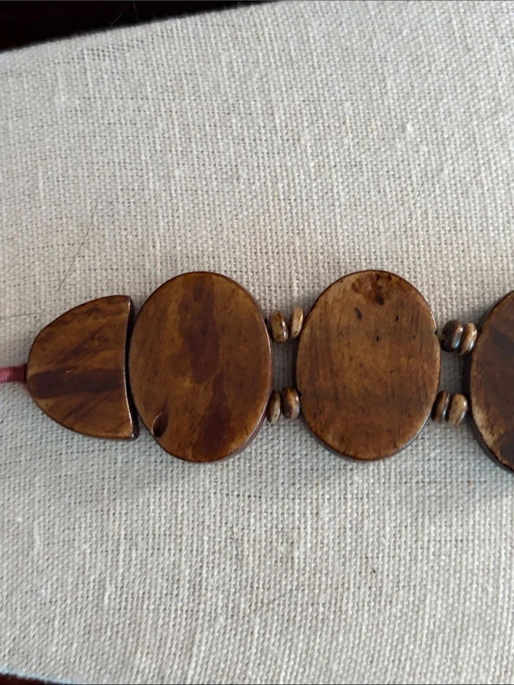 Hand Carved Wood Oval Link Bracelet